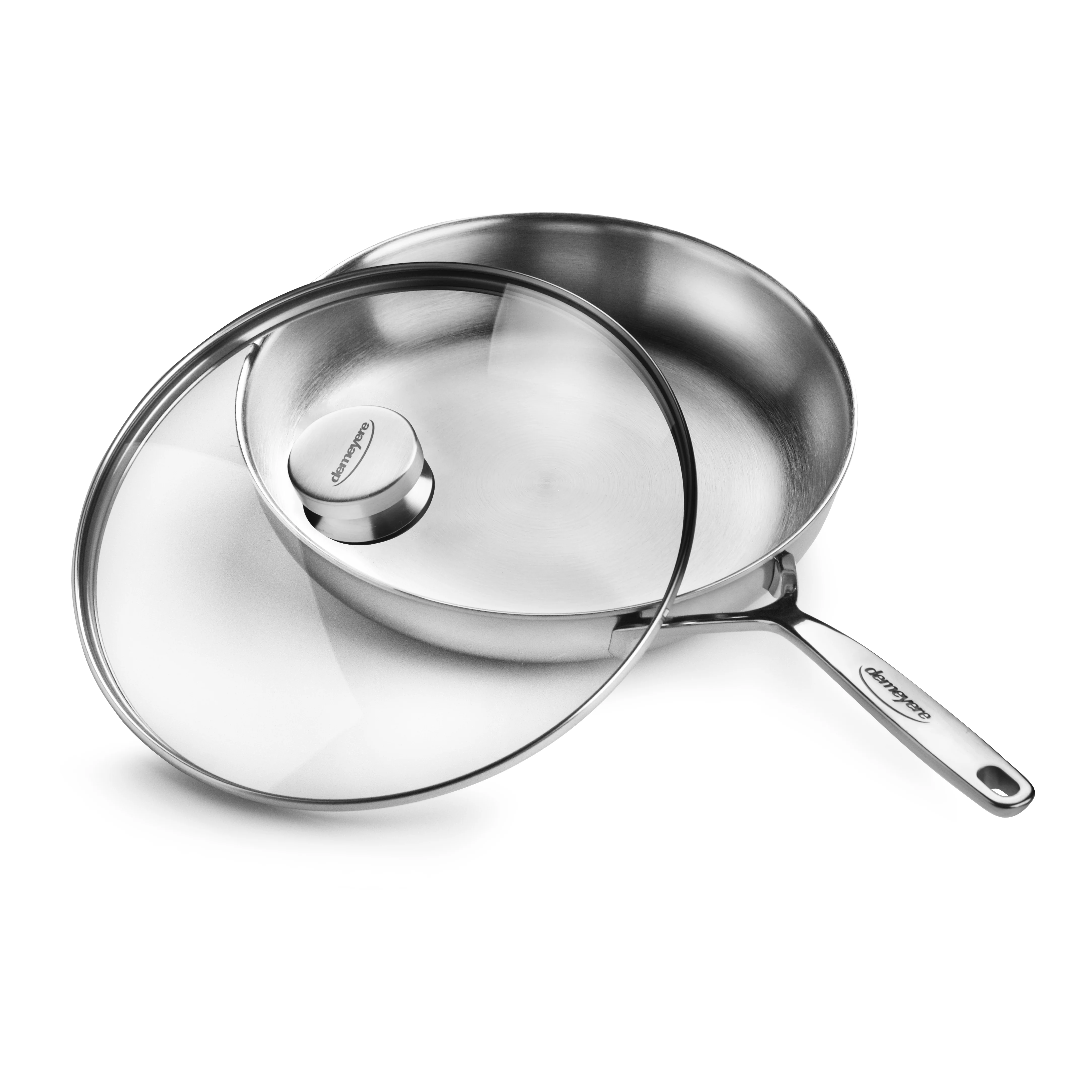 Demeyere 5-Plus 11" Stainless Steel Fry Pan with Glass Lid - Image 7