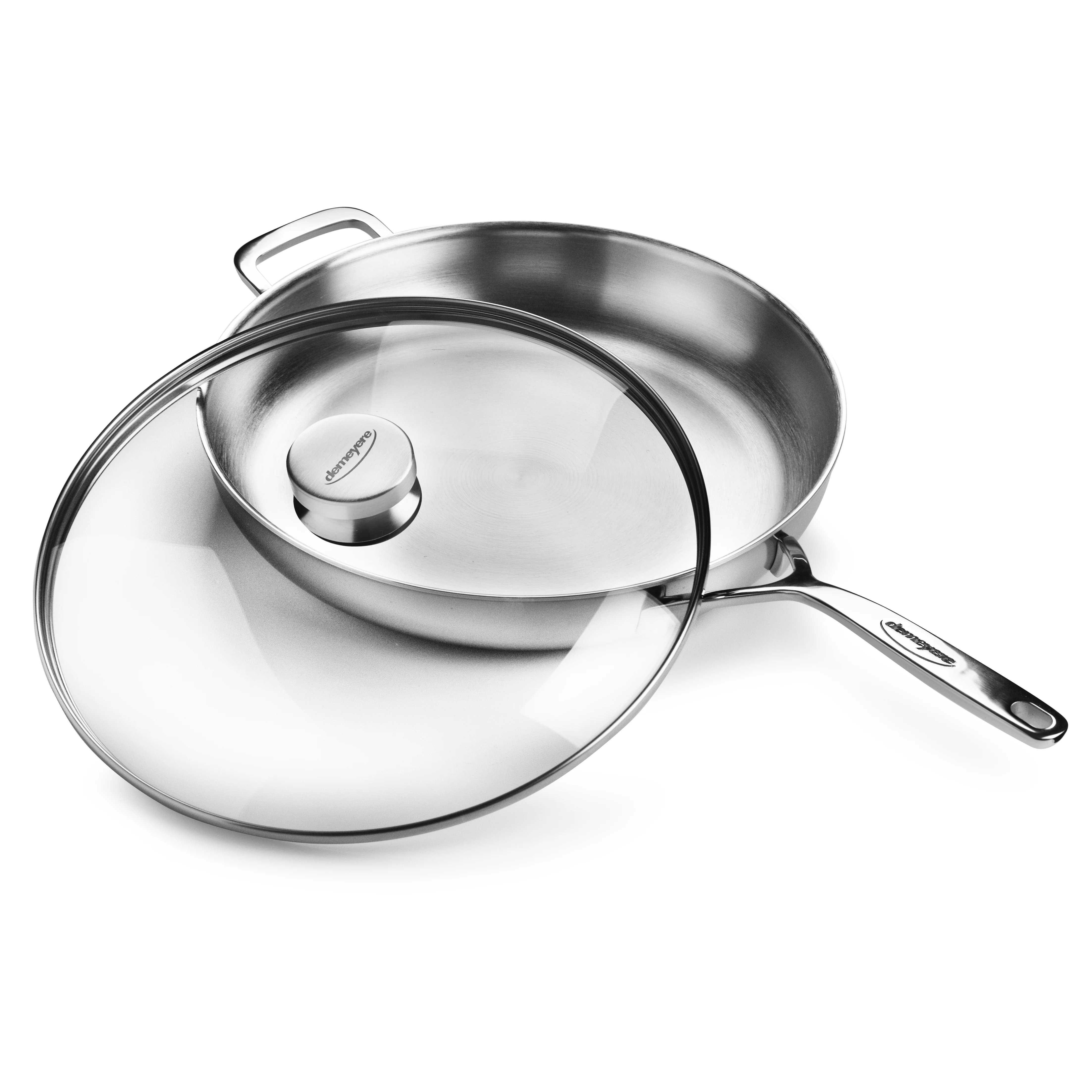 Demeyere 5-Plus 12.5" Stainless Steel Fry Pan with Glass Lid - Image 7