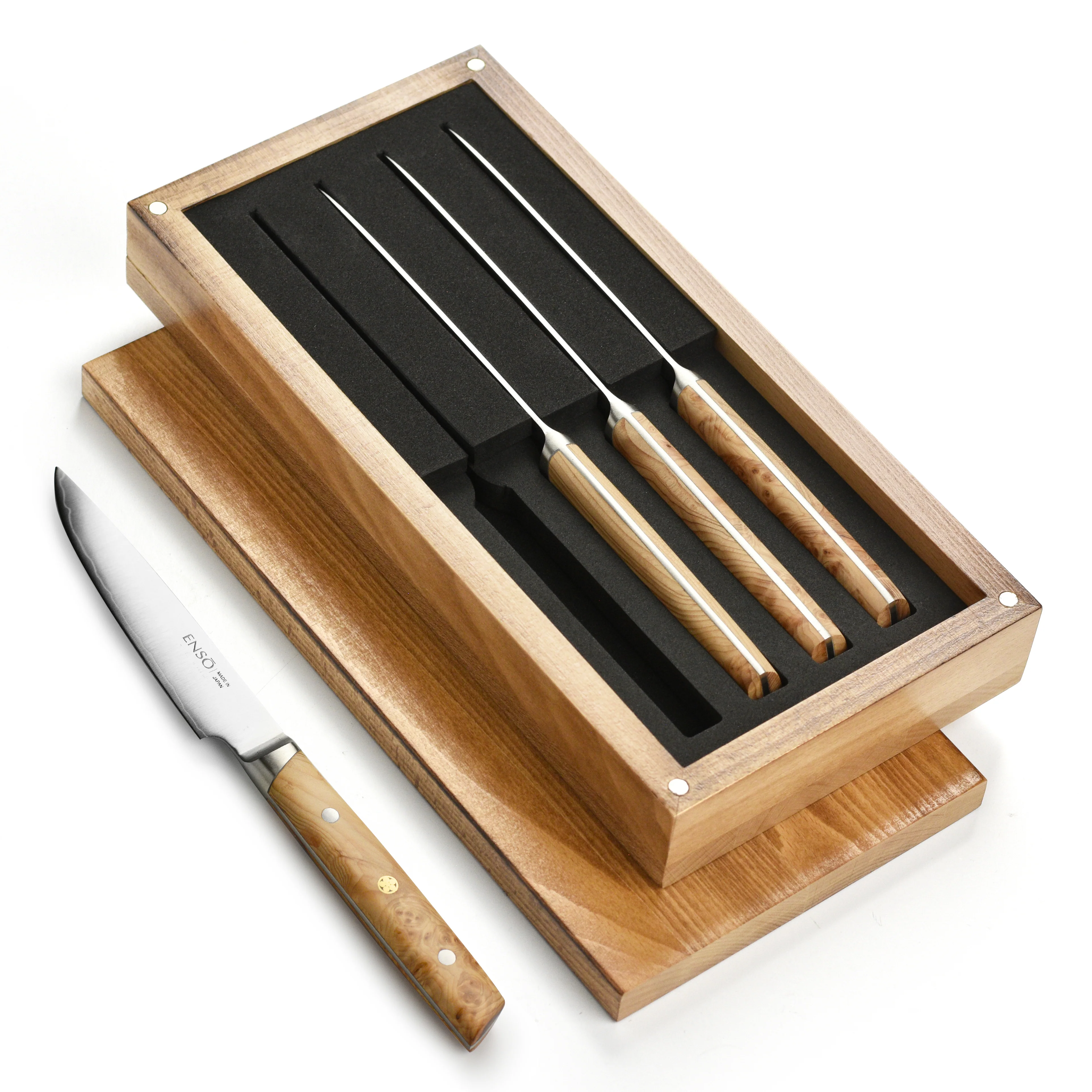 Enso Modern 4 Piece Steak Knife Set, Birchwood - Image 5