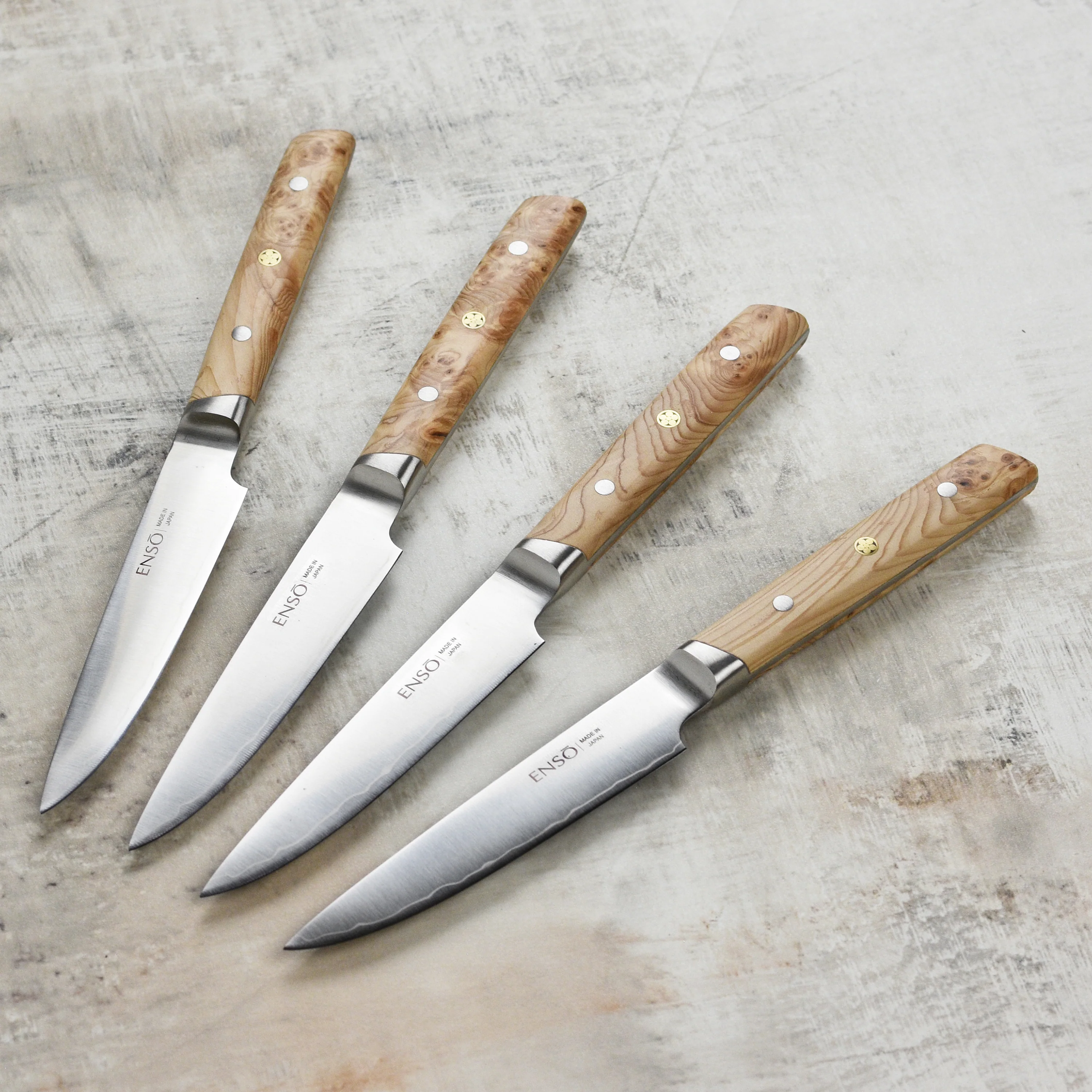 Enso Modern 4 Piece Steak Knife Set, Birchwood - Image 6