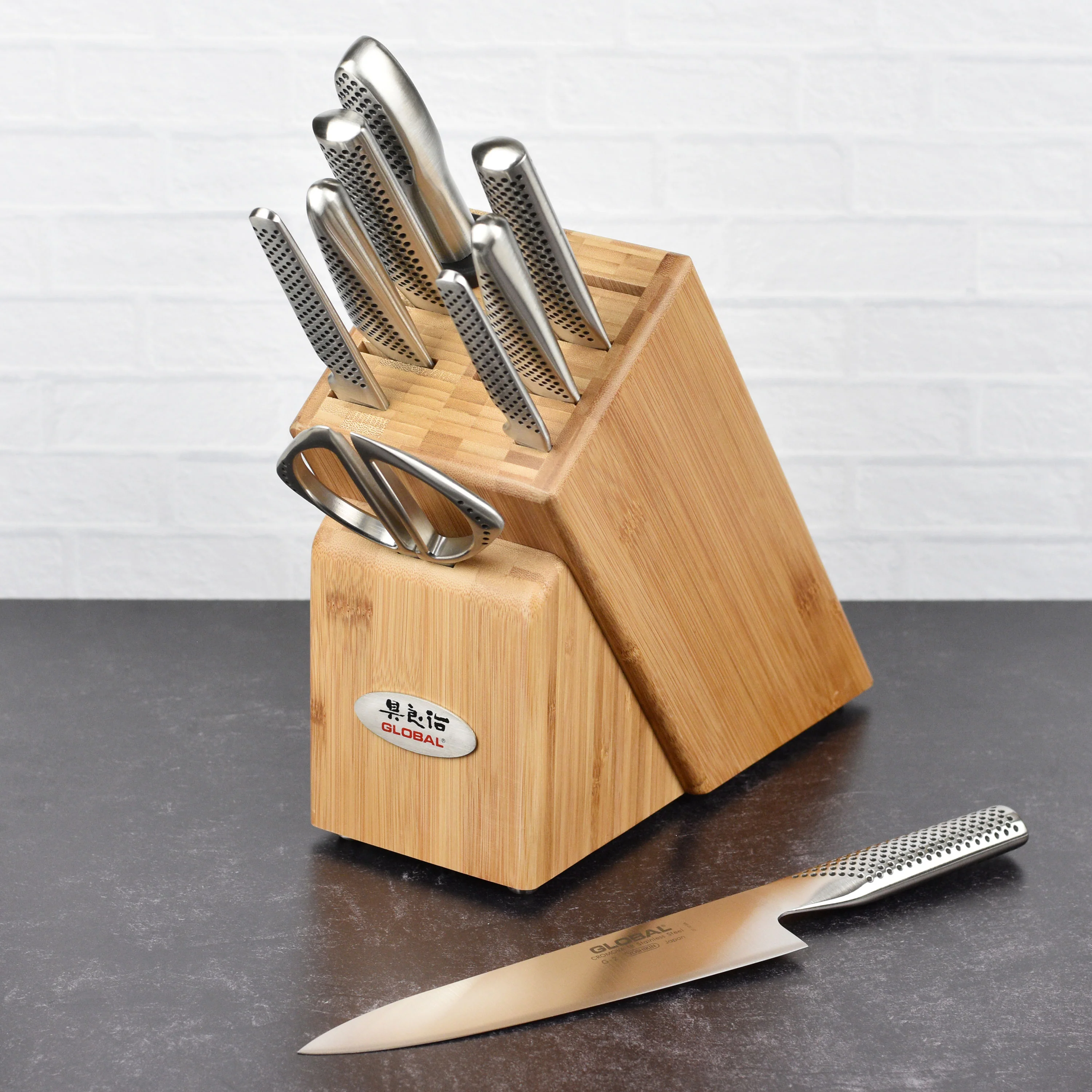 Global 10 Piece Bamboo Knife Block Set - Image 3