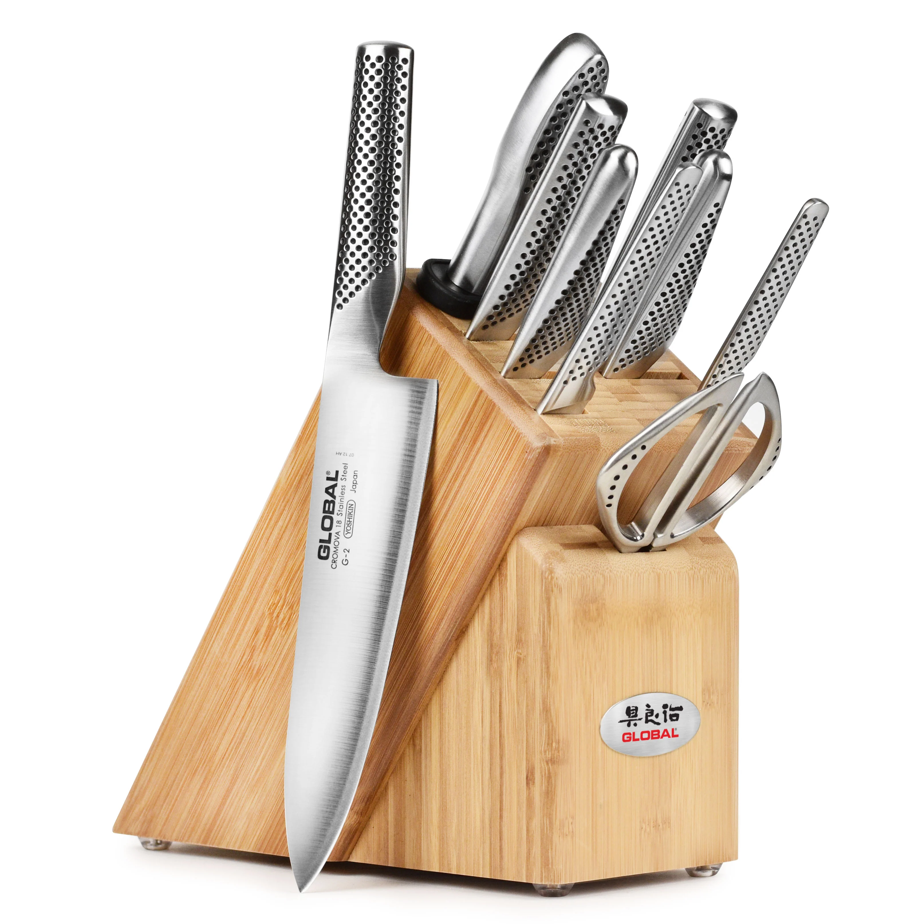 Global 10 Piece Bamboo Knife Block Set - Image 7
