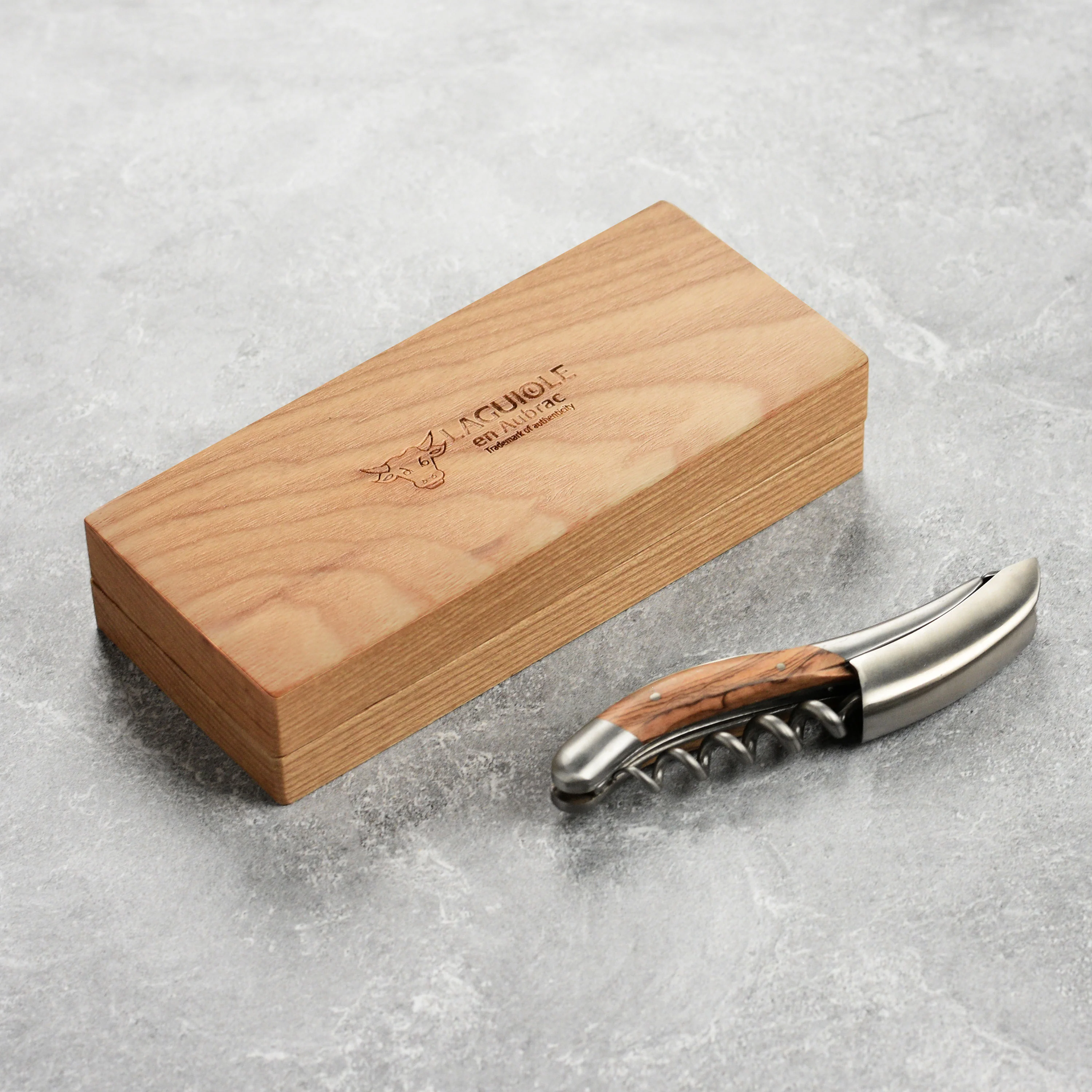 Laguiole en Aubrac Sommelier Stainless Steel Corkscrew with Olive Wood Handle - Image 6