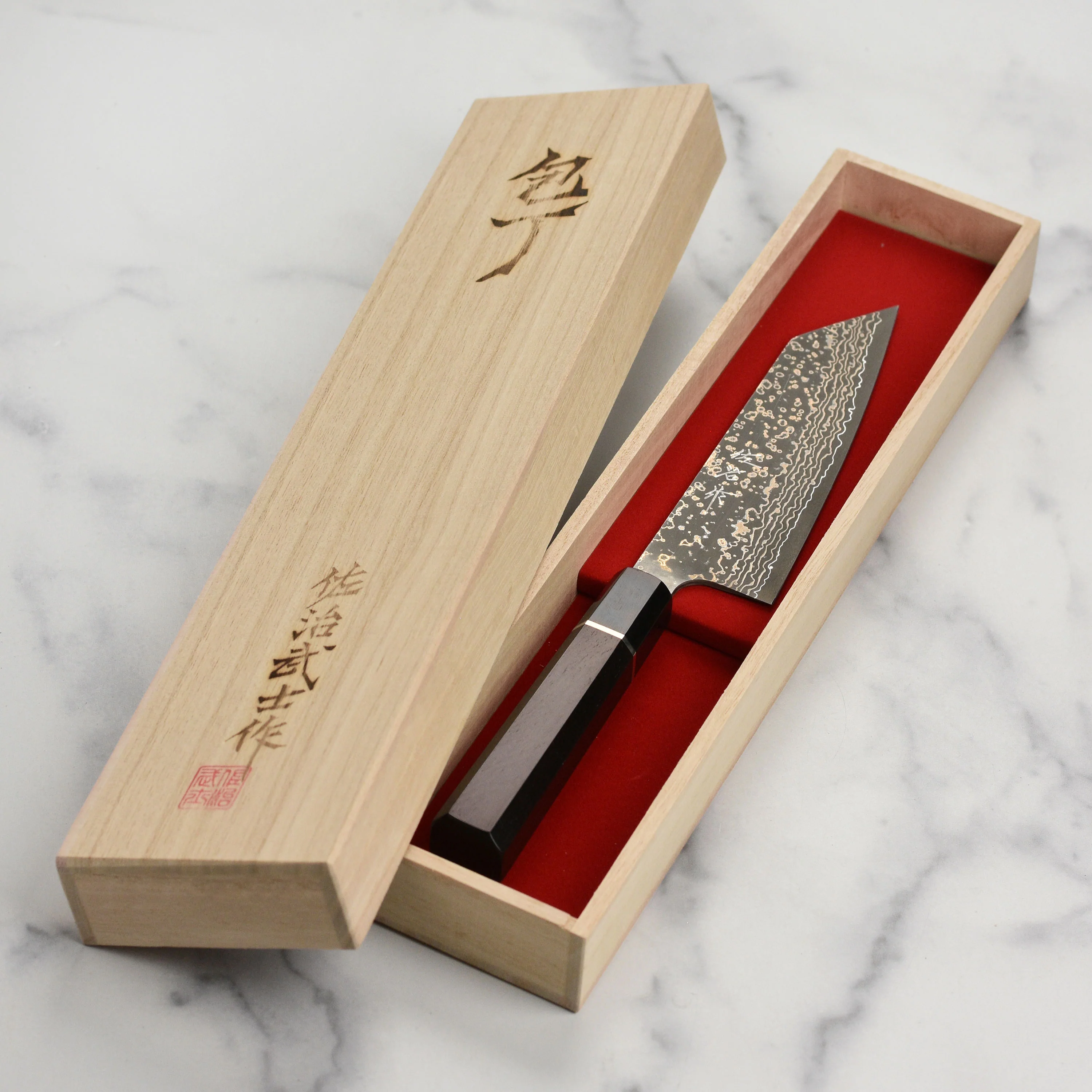 Saji Black Gold Damascus 6.7" Bunka - Image 5
