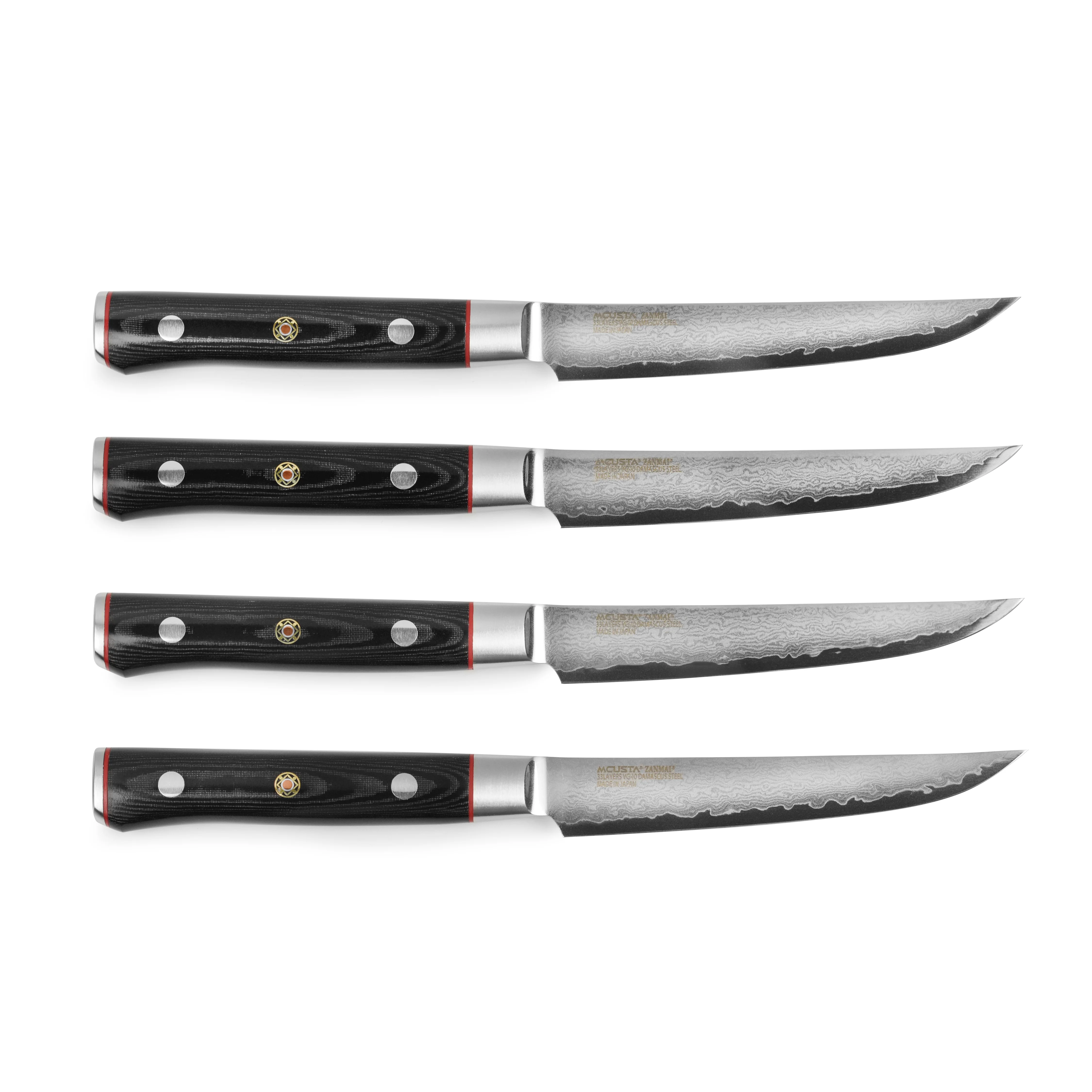 Zanmai Classic Pro Zebra Damascus 4 Piece Steak Knife Set - Image 4