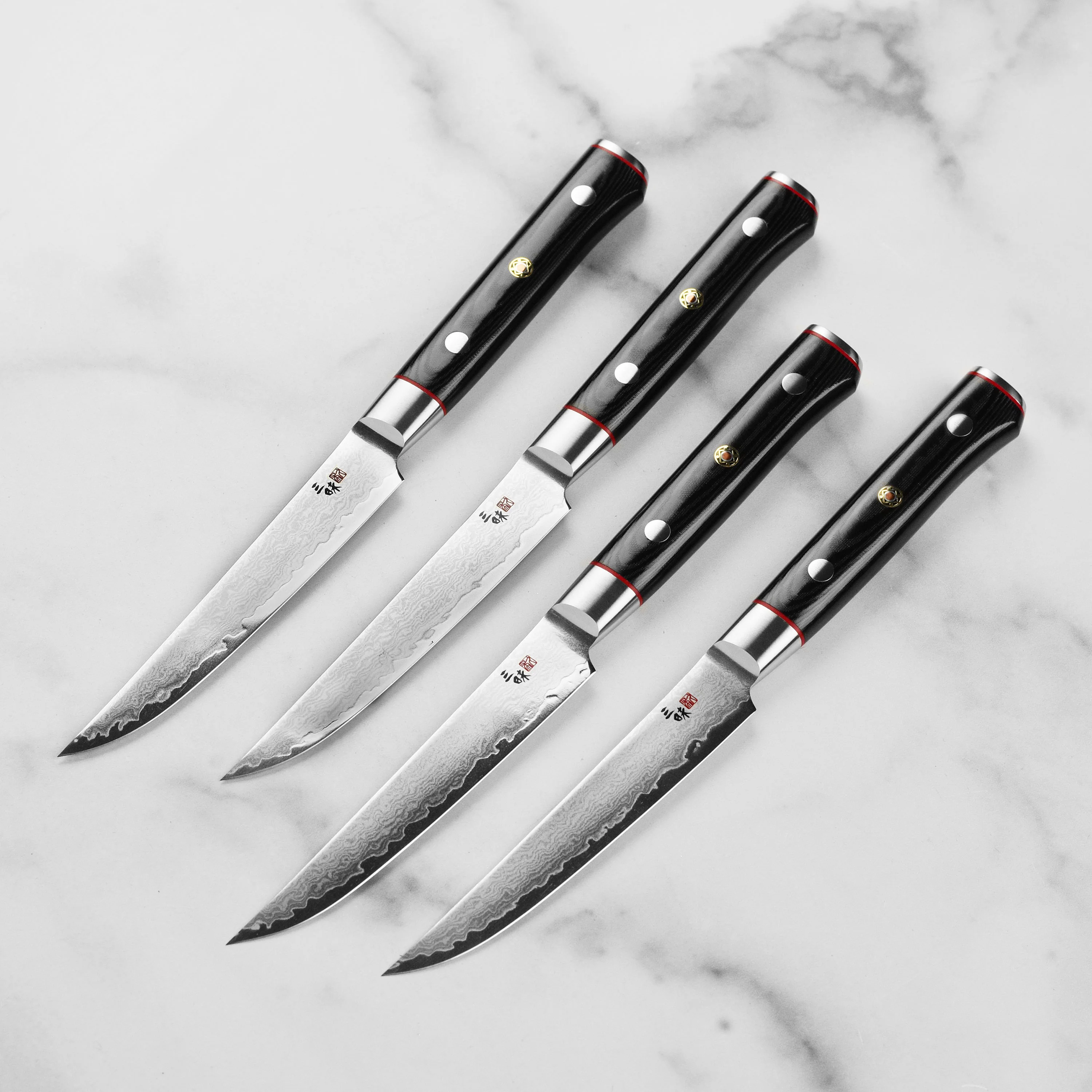 Zanmai Classic Pro Zebra Damascus 4 Piece Steak Knife Set - Image 7